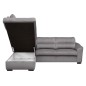 - Canapé d'angle convertible en tissu velours luxe 5 places, RICO, gris foncé, angle gauche