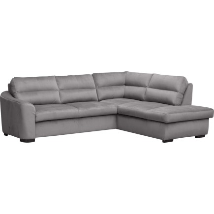 Canapé d'angle convertible en tissu velours luxe 5 places, RICO gris foncé, angle droit