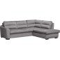 Canapé d'angle convertible en tissu velours luxe 5 places, RICO gris foncé, angle droit