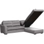Canapé d'angle convertible en tissu velours luxe 5 places, RICO gris foncé, angle droit