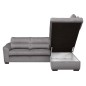 Canapé d'angle convertible en tissu velours luxe 5 places, RICO gris foncé, angle droit