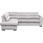 Canapé d'angle convertible en tissu velours luxe 5 places, RICO, gris clair, angle gauche