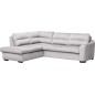 Canapé d'angle convertible en tissu velours luxe 5 places, RICO, gris clair, angle gauche