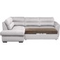 Canapé d'angle convertible en tissu velours luxe 5 places, RICO, gris clair, angle gauche