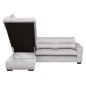 Canapé d'angle convertible en tissu velours luxe 5 places, RICO, gris clair, angle gauche