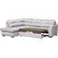 Canapé d'angle convertible en tissu velours luxe 5 places, RICO, gris clair, angle gauche
