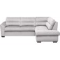 Canapé d'angle convertible en tissu velours luxe 5 places, RICO, gris clair, angle droit