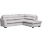 Canapé d'angle convertible en tissu velours luxe 5 places, RICO, gris clair, angle droit