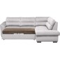 Canapé d'angle convertible en tissu velours luxe 5 places, RICO, gris clair, angle droit