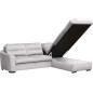 Canapé d'angle convertible en tissu velours luxe 5 places, RICO, gris clair, angle droit