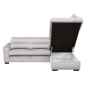 Canapé d'angle convertible en tissu velours luxe 5 places, RICO, gris clair, angle droit