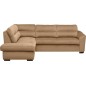 Canapé d'angle convertible en tissu velours luxe 5 places, RICO, marron, angle gauche