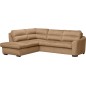 Canapé d'angle convertible en tissu velours luxe 5 places, RICO, marron, angle gauche