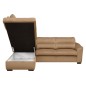 Canapé d'angle convertible en tissu velours luxe 5 places, RICO, marron, angle gauche