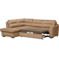 Canapé d'angle convertible en tissu velours luxe 5 places, RICO, marron, angle gauche