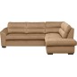 Canapé d'angle convertible en tissu velours luxe 5 places, RICO, marron, angle droit