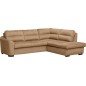 Canapé d'angle convertible en tissu velours luxe 5 places, RICO, marron, angle droit