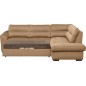Canapé d'angle convertible en tissu velours luxe 5 places, RICO, marron, angle droit