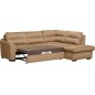Canapé d'angle convertible en tissu velours luxe 5 places, RICO, marron, angle droit