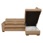 Canapé d'angle convertible en tissu velours luxe 5 places, RICO, marron, angle droit
