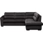 Canapé d'angle convertible en tissu velours luxe 5 places, RICO, noir, angle droit