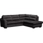 Canapé d'angle convertible en tissu velours luxe 5 places, RICO, noir, angle droit
