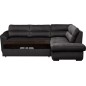 Canapé d'angle convertible en tissu velours luxe 5 places, RICO, noir, angle droit