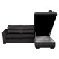 Canapé d'angle convertible en tissu velours luxe 5 places, RICO, noir, angle droit