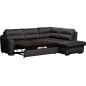 Canapé d'angle convertible en tissu velours luxe 5 places, RICO, noir, angle droit