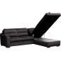 Canapé d'angle convertible en tissu velours luxe 5 places, RICO, noir, angle droit