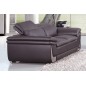 Ensemble Canapé 3 places et 2 places et fauteuil 1 place en cuir italien buffle ITALINA, chocolat avec surpiqure blanche