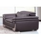 Ensemble Canapé 3 places et 2 places et fauteuil 1 place en cuir italien buffle ITALINA, chocolat avec surpiqure blanche