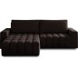 - Canapé d'angle convertible en velours luxe 5 places et coffre, chocolat, angle gauche (vu de face) BONO