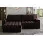 - Canapé d'angle convertible en velours luxe 5 places et coffre, chocolat, angle gauche (vu de face) BONO