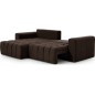 - Canapé d'angle convertible en velours luxe 5 places et coffre, chocolat, angle gauche (vu de face) BONO