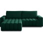 Canapé d'angle convertible en velours luxe 5 places et coffre, vert, angle gauche (vu de face) BONO