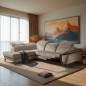Canapé d'angle avec relax électrique tissu bouclette sensation velours, 5/6 places SINATRA, beige foncé, angle gauche Canapé d'angle avec relax électrique tissu bouclette sensation velours, 5/6 places SINATRA, beige foncé, angle gauche