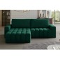Canapé d'angle convertible en velours luxe 5 places et coffre, vert, angle gauche (vu de face) BONO