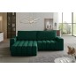 Canapé d'angle convertible en velours luxe 5 places et coffre, vert, angle gauche (vu de face) BONO