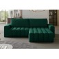 Canapé d'angle convertible en velours luxe 5 places, coffre - vert, angle droit (vu de face), BONO