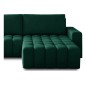 Canapé d'angle convertible en velours luxe 5 places, coffre - vert, angle droit (vu de face), BONO