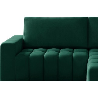 Canapé d'angle convertible en velours luxe 5 places, coffre - vert, angle droit (vu de face), BONO