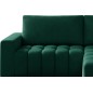 Canapé d'angle convertible en velours luxe 5 places, coffre - vert, angle droit (vu de face), BONO