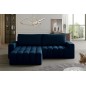 Canapé d'angle convertible en velours luxe 5 places, coffre - bleu foncé, angle gauche (vu de face), BONO