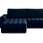 Canapé d'angle convertible en velours luxe 5 places, coffre - bleu foncé, angle gauche (vu de face), BONO