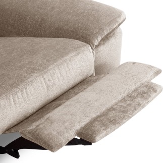 Canapé d'angle avec relax électrique tissu bouclette sensation velours