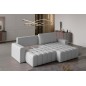 Canapé d'angle convertible en velours luxe 5 places et coffre, bleu foncé, angle droit (vu de face) BONO