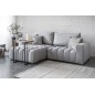 Canapé d'angle convertible en velours luxe 5 places et coffre, gris, angle gauche (vu de face) BONO