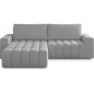 Canapé d'angle convertible en velours luxe 5 places et coffre, gris, angle gauche (vu de face) BONO