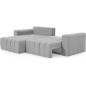Canapé d'angle convertible en velours luxe 5 places et coffre, gris, angle gauche (vu de face) BONO